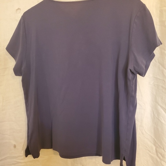 Coldwater Creek women’s Navy V neck top with decorative collar size large - Picture 2 of 2